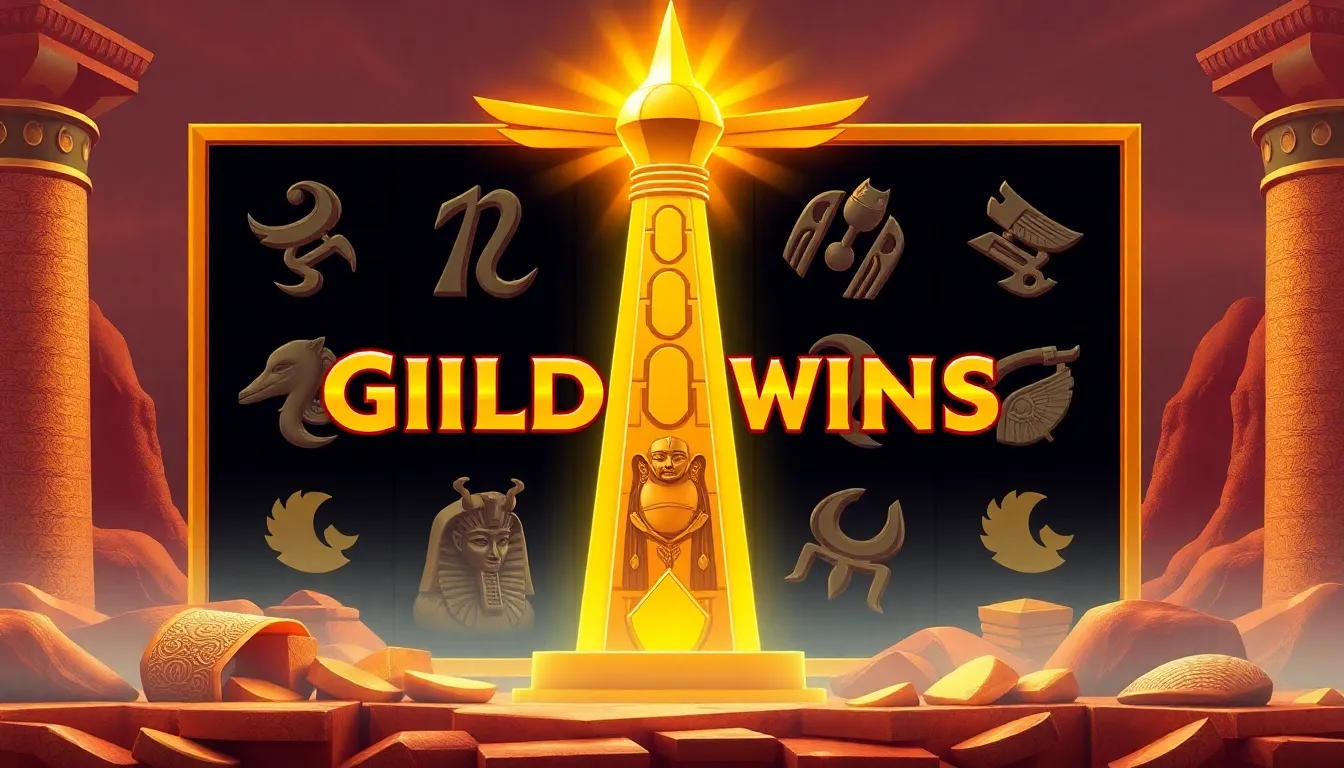 Gilded Egyptian themed video slot with scarab scatters and expanding golden obelisk wild symbols